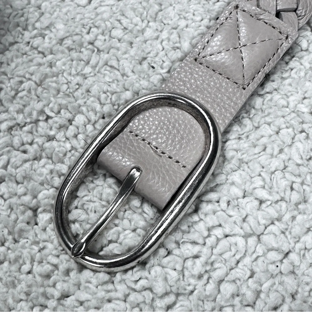 Orvis Mushroom /Taupe Braided Vegan Belt, Silver Buckle, Extra Long EUC!